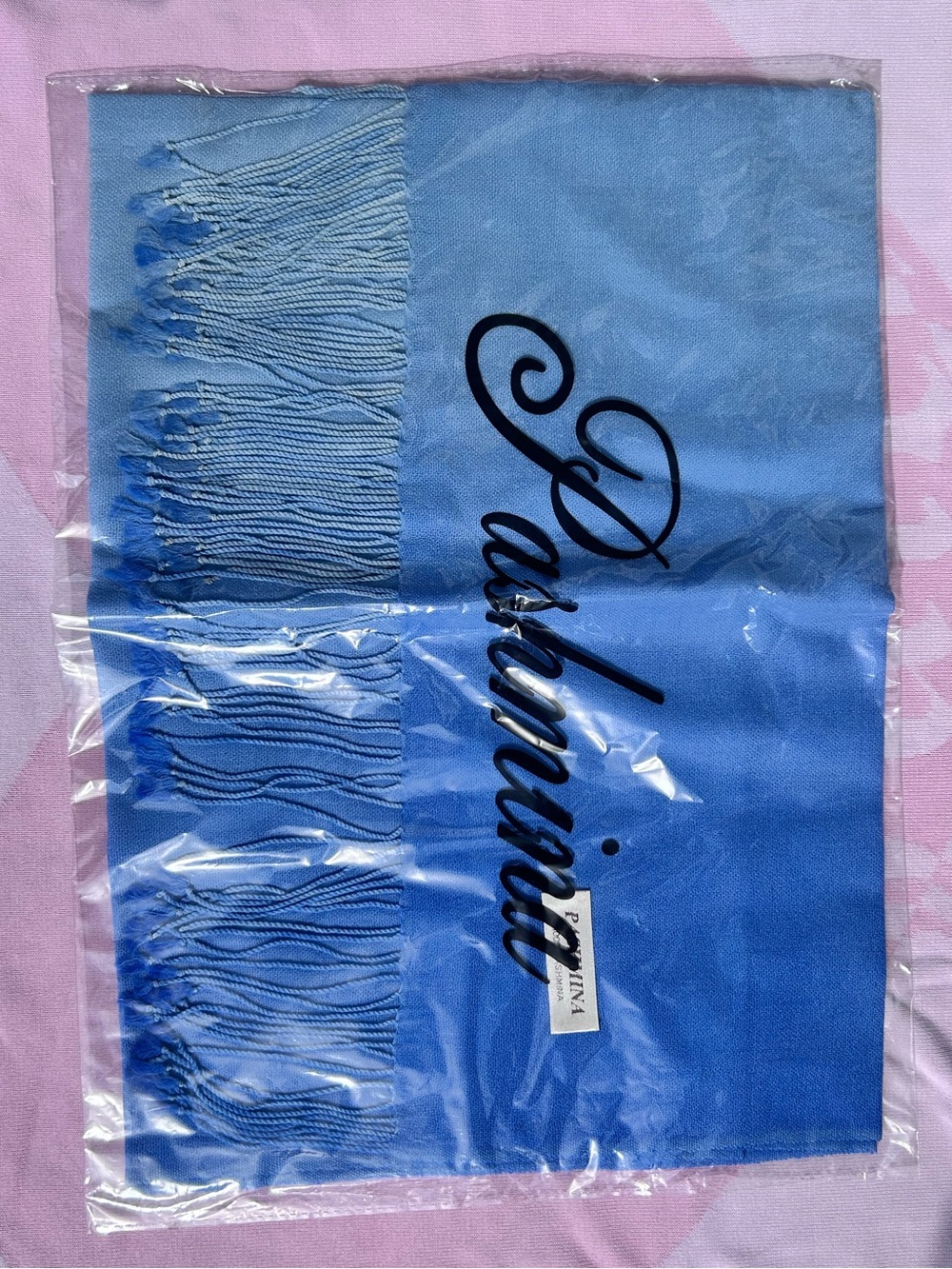 Pashmina Style Blue Gradient Scarf Two-Tone Perwinkle Blue